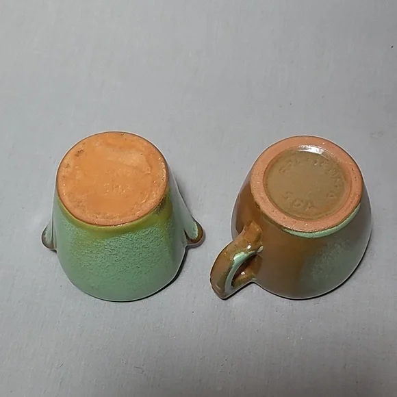 Frankoma Pottery Plainsman Prairie Green 5DA 5DB Creamer & Sugar - Picture 8 of 13